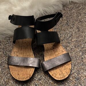 Stylish Black and Pewter Women's Sandals